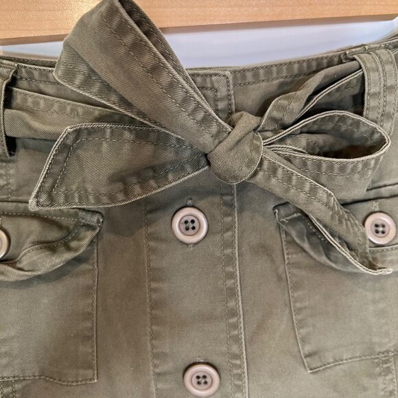 Talbots Stretch Skirt Green Button Front Tie Waist Belt‎ Size 2 - Picture 5 of 10